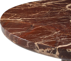 Meridian Furniture Fontelina Stone Top Pedestal Bistro Table with Sculptural Base for Intimate Dining Spaces Cherry Genuine Marble 919Cherry-DT30
