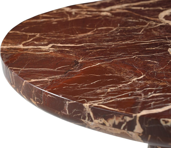 Meridian Furniture Fontelina Stone Top Pedestal Bistro Table with Sculptural Base for Intimate Dining Spaces Cherry Genuine Marble 919Cherry-DT30