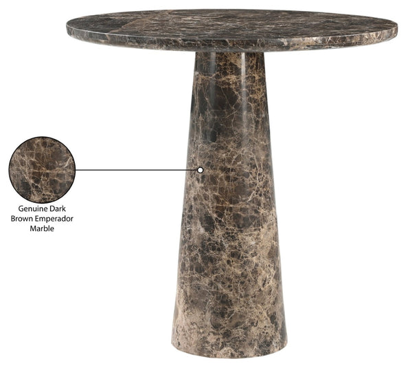 Meridian Furniture Fontelina Stone Top Pedestal Bistro Table with Sculptural Base for Intimate Dining Spaces Emperador Genuine Marble 919Emperador-DT30