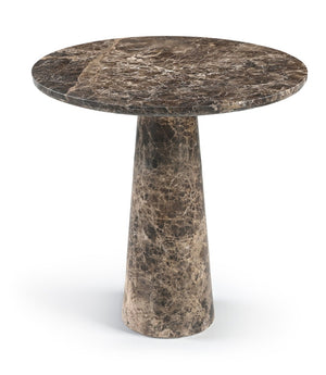 Meridian Furniture Fontelina Stone Top Pedestal Bistro Table with Sculptural Base for Intimate Dining Spaces Emperador Genuine Marble 919Emperador-DT30
