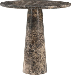 Meridian Furniture Fontelina Stone Top Pedestal Bistro Table with Sculptural Base for Intimate Dining Spaces Emperador Genuine Marble 919Emperador-DT30