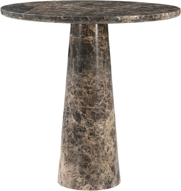 Meridian Furniture Fontelina Stone Top Pedestal Bistro Table with Sculptural Base for Intimate Dining Spaces Emperador Genuine Marble 919Emperador-DT30