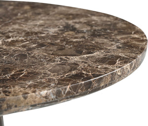 Meridian Furniture Fontelina Stone Top Pedestal Bistro Table with Sculptural Base for Intimate Dining Spaces Emperador Genuine Marble 919Emperador-DT30