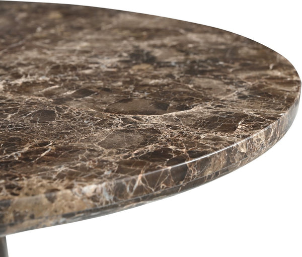 Meridian Furniture Fontelina Stone Top Pedestal Bistro Table with Sculptural Base for Intimate Dining Spaces Emperador Genuine Marble 919Emperador-DT30