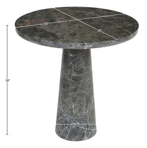 Meridian Furniture Fontelina Stone Top Pedestal Bistro Table with Sculptural Base for Intimate Dining Spaces Green Genuine Marble 919Green-DT30