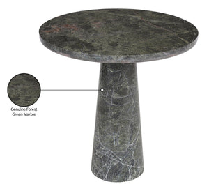 Meridian Furniture Fontelina Stone Top Pedestal Bistro Table with Sculptural Base for Intimate Dining Spaces Green Genuine Marble 919Green-DT30