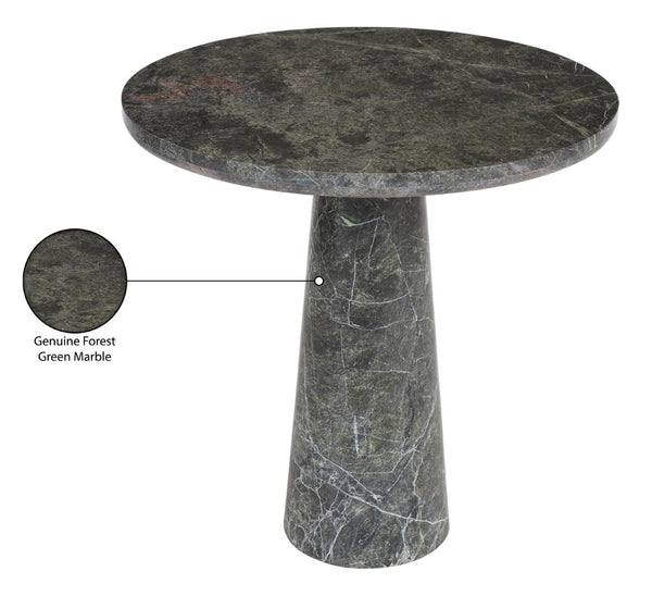 Meridian Furniture Fontelina Stone Top Pedestal Bistro Table with Sculptural Base for Intimate Dining Spaces Green Genuine Marble 919Green-DT30