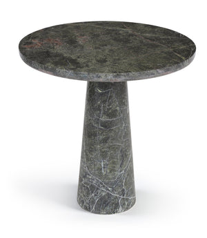 Meridian Furniture Fontelina Stone Top Pedestal Bistro Table with Sculptural Base for Intimate Dining Spaces Green Genuine Marble 919Green-DT30