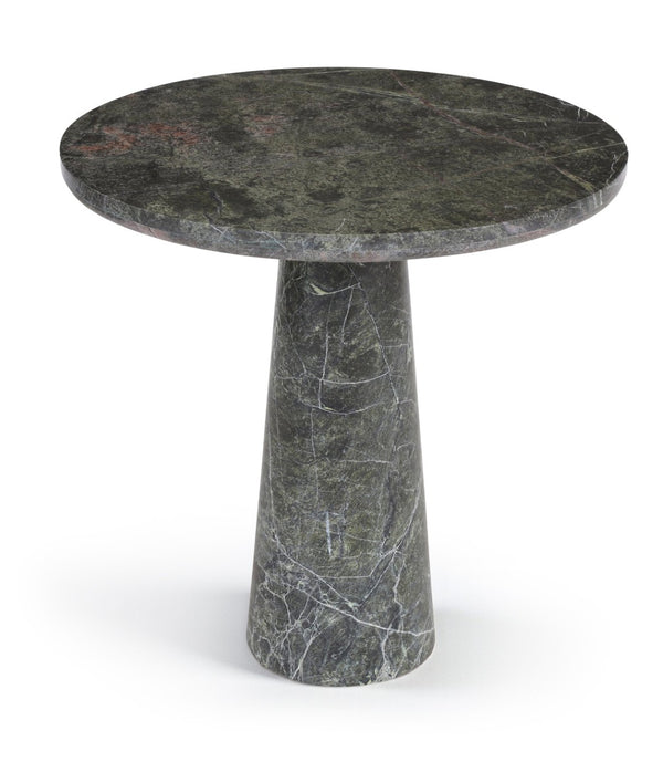 Meridian Furniture Fontelina Stone Top Pedestal Bistro Table with Sculptural Base for Intimate Dining Spaces Green Genuine Marble 919Green-DT30