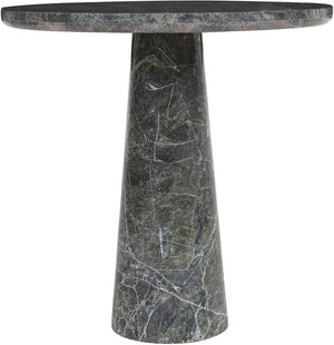 Meridian Furniture Fontelina Stone Top Pedestal Bistro Table with Sculptural Base for Intimate Dining Spaces Green Genuine Marble 919Green-DT30