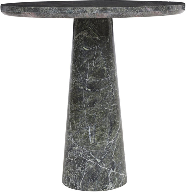 Meridian Furniture Fontelina Stone Top Pedestal Bistro Table with Sculptural Base for Intimate Dining Spaces Green Genuine Marble 919Green-DT30