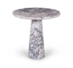 Meridian Furniture Fontelina Stone Top Pedestal Bistro Table with Sculptural Base for Intimate Dining Spaces Viola Genuine Marble 919Viola-DT30