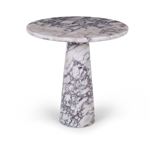 Meridian Furniture Fontelina Stone Top Pedestal Bistro Table with Sculptural Base for Intimate Dining Spaces Viola Genuine Marble 919Viola-DT30