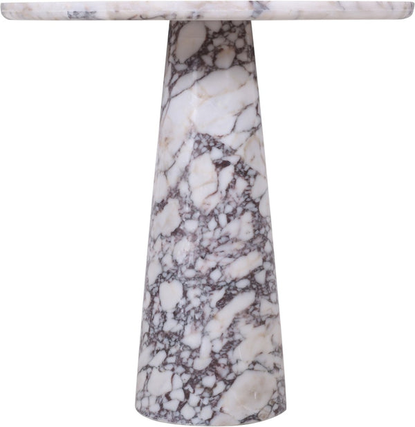 Meridian Furniture Fontelina Stone Top Pedestal Bistro Table with Sculptural Base for Intimate Dining Spaces Viola Genuine Marble 919Viola-DT30