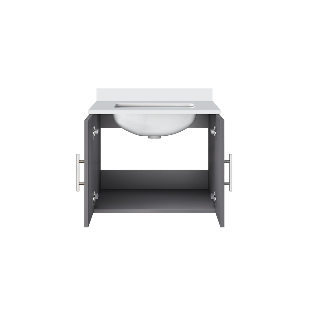 English Elm Dark Grey Bath Vanity 24 In. W With White Quartz Top - Modern Design, Durable Storage & Easy Install B2731P258555