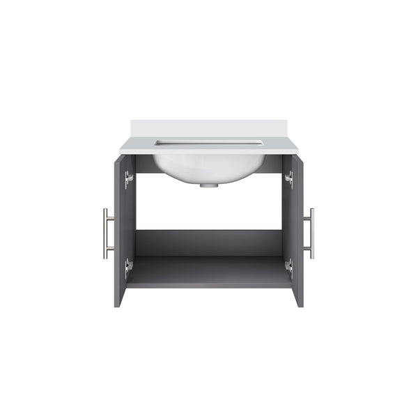 English Elm Dark Grey Bath Vanity 24 In. W With White Quartz Top - Modern Design, Durable Storage & Easy Install B2731P258555