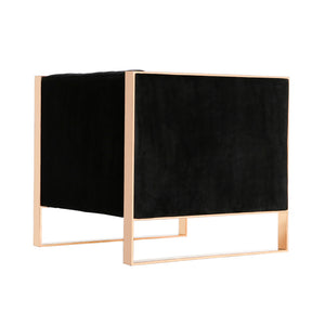 English Elm Trillium Velvet Lounge Chair with Gold Stainless Steel Frame, Plush High-Density Foam, No Assembly Required Black B365P398024