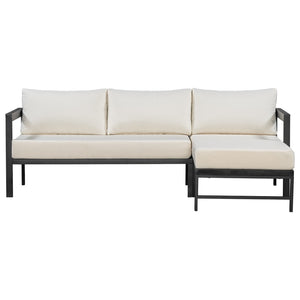 English Elm U_style Outdoor L-shaped Sectional Iron Frame Patio Sofa with Thick Foam Cushions Beige WY000480AAA