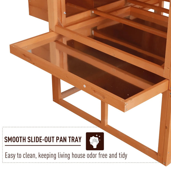 English Elm Chicken Coop Solid Fir Wood Elevated Backyard Hen House with Six Nesting Spaces T3971S00015