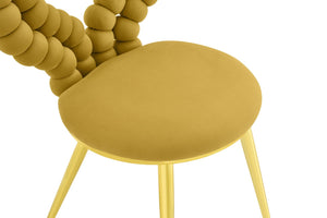 English Elm Unique Heart Shaped Bubble Tufted Velvet Accent Chair Glam Metal Frame Vanity Seat Gold,Yellow W3875P446140