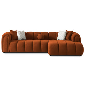 English Elm Beatrice Channel Tufted Boucle Sectional Sofa Deep Seating Modern Living Room Burnt Orange B183S00219