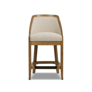 English Elm Jennifer Taylor Home - Charleston 27" Oak Counter Stool with Cane Back & Performance Fabric, Taupe Beige, Durable Comfort B2719P372713