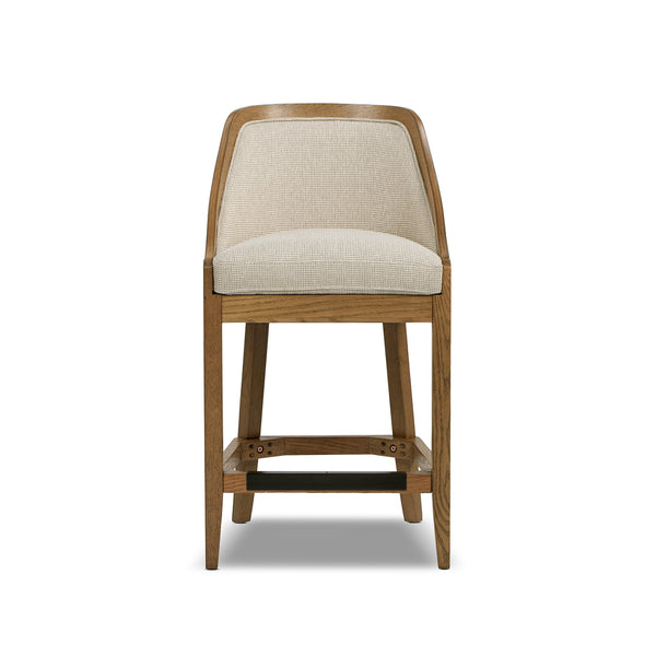 English Elm Jennifer Taylor Home - Charleston 27" Oak Counter Stool with Cane Back & Performance Fabric, Taupe Beige, Durable Comfort B2719P372713