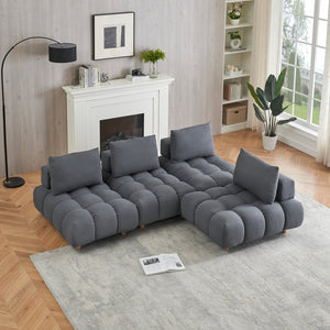 English Elm 120 Plush Teddy Sofa 120" Long Spacious 4-Seater with Solid Wood Frame, Spring Cushion Comfort Gray W1658S00071