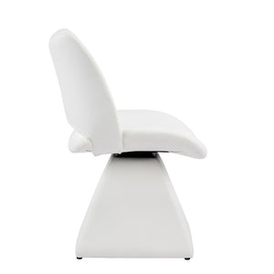 English Elm The Swivel Dining Chair with Hollow Cutout Back Faux Leather Hardwood Frame Modern White W3612P436511