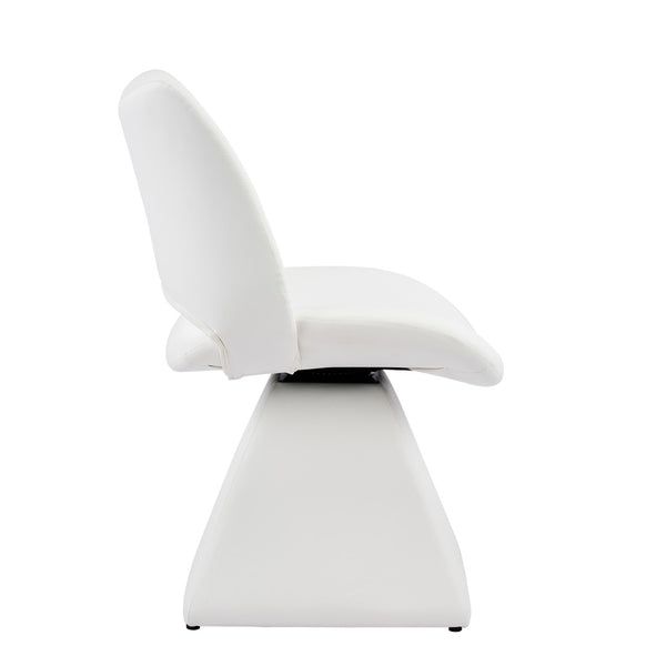 English Elm The Swivel Dining Chair with Hollow Cutout Back Faux Leather Hardwood Frame Modern White W3612P436511