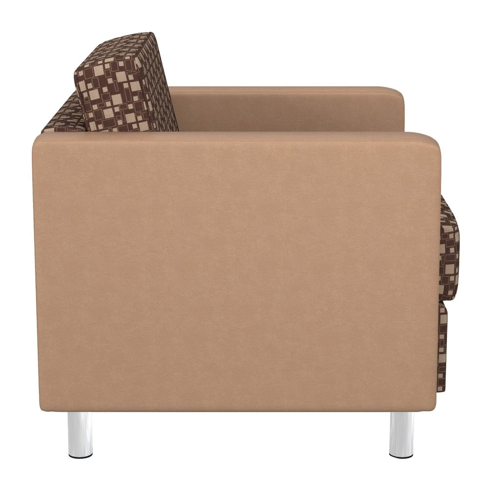 OSP Home Furnishings Pacific Club Armchair with Vinyl Upholstery and Chrome Legs for Modern Living Rooms Walnut PAC51-K110/R104
