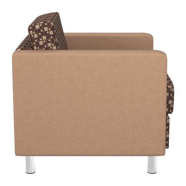 OSP Home Furnishings Pacific Club Armchair with Vinyl Upholstery and Chrome Legs for Modern Living Rooms Walnut PAC51-K110/R104