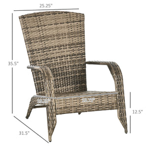 English Elm Outsunny Patio Wicker Adirondack Chair - Cozy All-Weather Rattan Chair With Plush Cushions & Style W2225P175516-GIGA