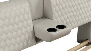 English Elm ZOYA Queen Beige smart multifunctional bed with massage chaise, Bluetooth, USB charging, storage B009S01006