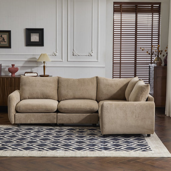 English Elm Christopher Knight Home® - 99 In. Modular Velvet Sectional Sofa - 4-Piece L-Shaped Design For Versatile Living Room Comfort N773IS00005N