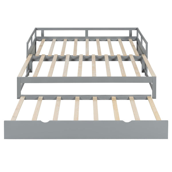 English Elm Extending Twin Daybed with Pull Out Trundle Solid Pine Wood Frame Guest Room N708P336535E