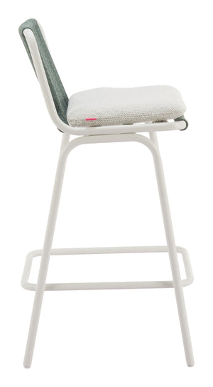Zuo Modern Luft Barstool Set Of 2 - Chic White & Green Modern Design For Stylish Home Interiors And Spaces White 100% Olefin,Aluminum 704140-zuo-modern