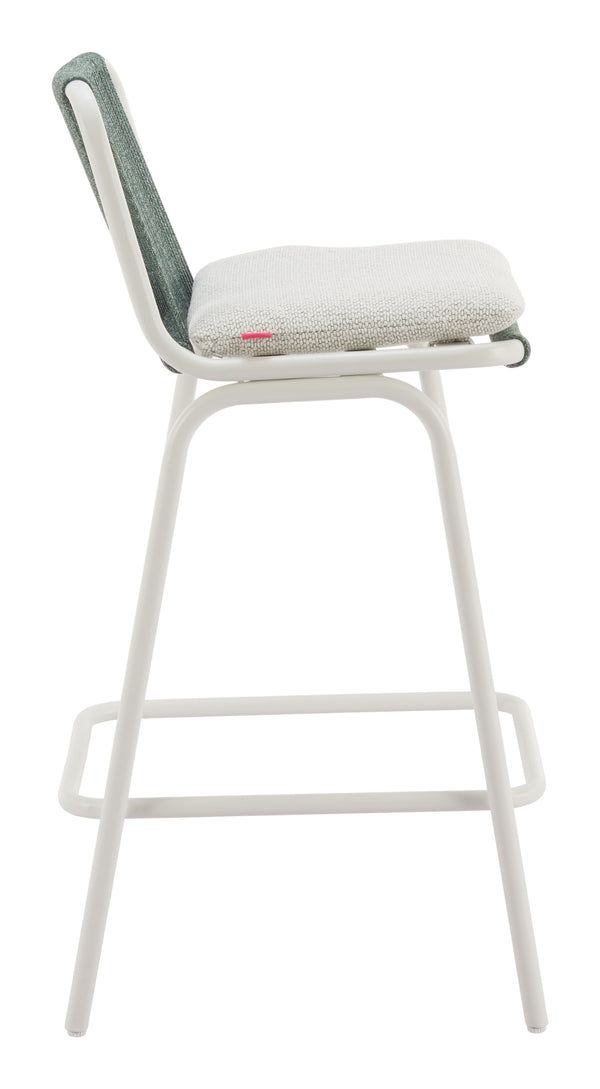 Zuo Modern Luft Barstool Set Of 2 - Chic White & Green Modern Design For Stylish Home Interiors And Spaces White 100% Olefin,Aluminum 704140-zuo-modern