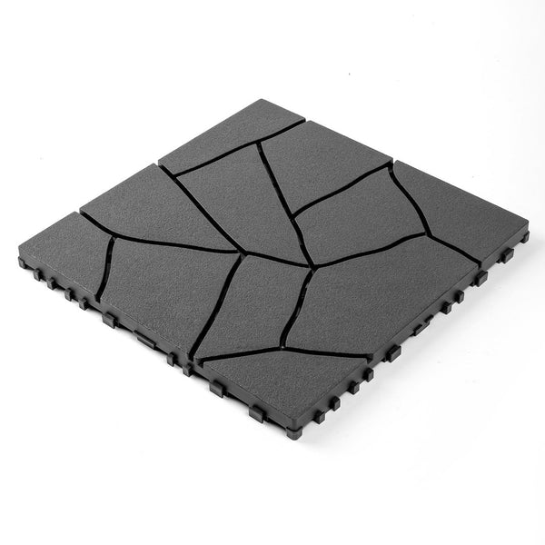 English Elm Stone Texture Interlocking Patio Deck Tiles Polypropylene Outdoor Floor Set 44 Piece W3022P251849