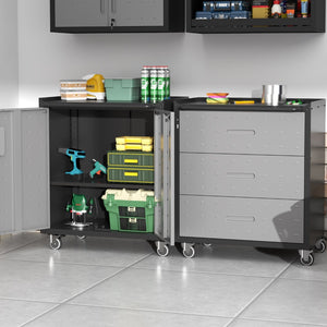 English Elm Heavy-duty Steel Garage Cabinet on Wheels with Locking Doors and Adjustable Shelves T2398P222831