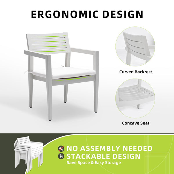 English Elm Outdoor Aluminum Dining Chairs Set Of 4 - Stylish, Stackable, All-Weather With Sunbrella Cushions W1886P163409-GIGA