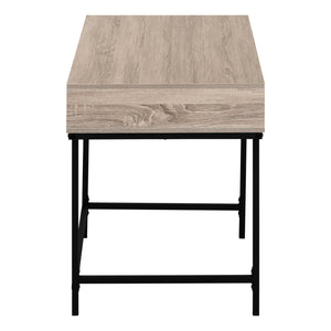 English Elm Computer Desk For Home Office - Modern Brown Laminate With Black Metal Frame & Storage Drawers B2710P219841