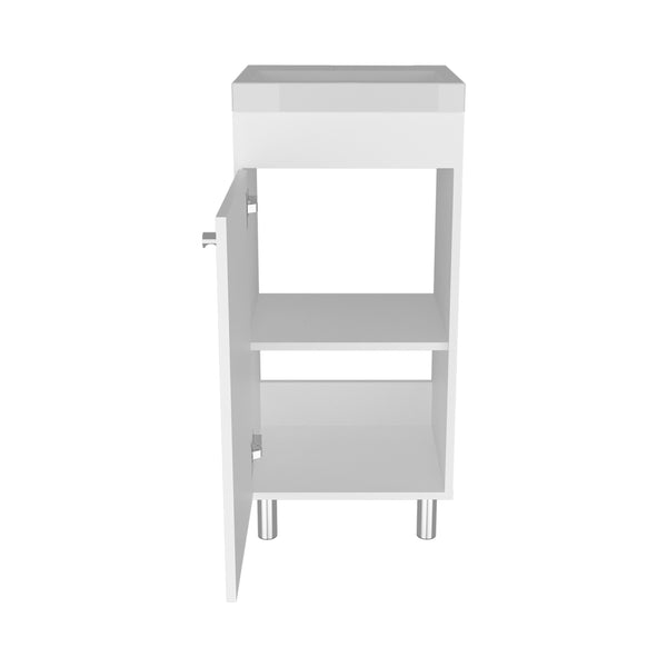 English Elm Bathroom Compact Vanity with Sink and Single Door Cabinet, Engineered Wood, Modern Minimalist Design White 33.46 L x 18.9 W x 11.42 H B097P350310