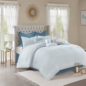 JLA Home Madison Park - 8 Botanical Cotton Reversible Comforter Set with Watercolor Floral Medallion, OEKO‑TEX Certified Elegance 90 L x 90 W x 1.5H MP10-5803
