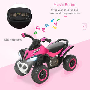 English Elm Aosom Toddler Foot Powered Ride on Atv Toy with Led Lights and Built in Music W2225P217968