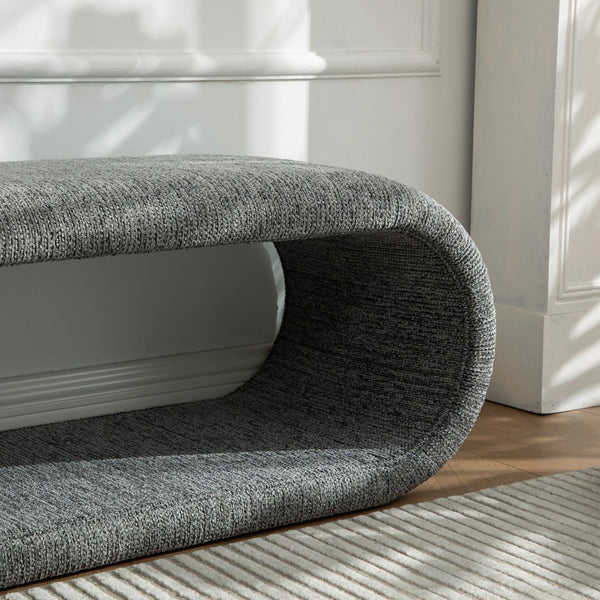 English Elm 52.17"wide Chenille Upholstered Storage Bench Soft Foam Seat Iron Wood Frame Entryway Gray W3189P422401