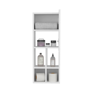 English Elm Niwot Slim Wall Bathroom Cabinet with Single Door — White MDF Organizer for Towels & Toiletries B070P337110