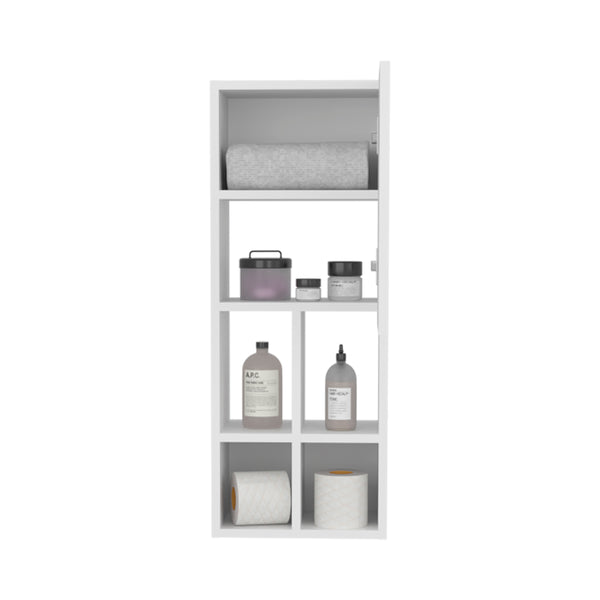 English Elm Niwot Slim Wall Bathroom Cabinet with Single Door — White MDF Organizer for Towels & Toiletries B070P337110