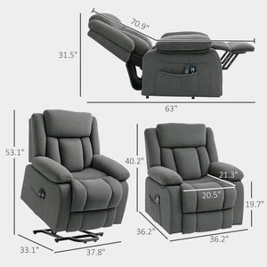 English Elm Electric Power Lift Recliner with Massage Heat Velvet Upholstery and Usb Charging T3971P412308