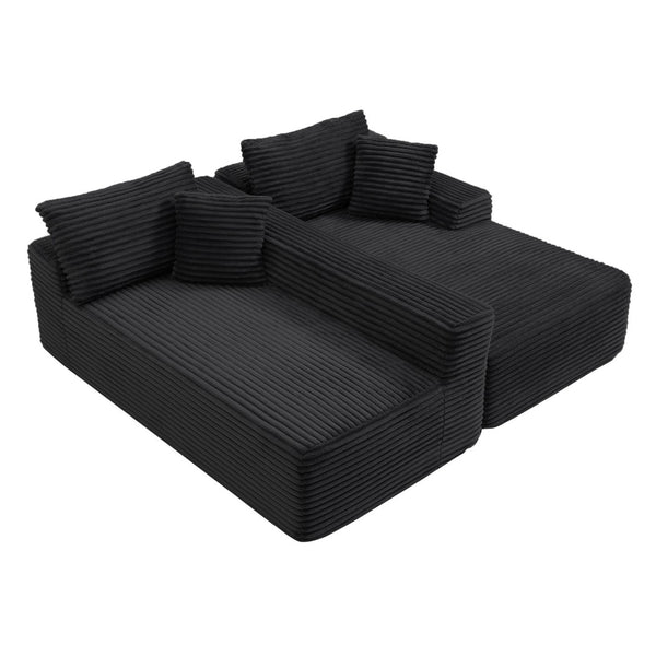 English Elm 105'' Modular Cloud Sectional Corduroy Couch Deep Seat L-shape for Living Room W1117S00319